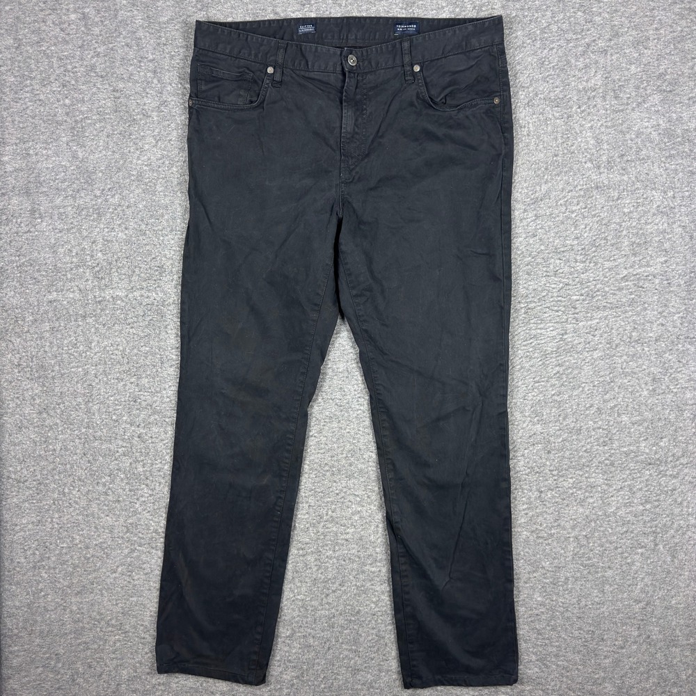 7 Diamonds Clifton Pants Mens 38x34 Black Slim Straight‎ Stretch Chino Trousers